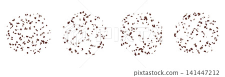 Crumb cheese cookie of chocolate isolated pattern, particle stain. Grated grunge crunch and texture crack spray, biscuit crispy sprinkles. Pieces of cereal snack, cake coffee granule, choco sand Crumb cheese cookie of chocolate isolated pattern, particle stain. Grated grunge crunch and texture crack spray, biscuit crispy sprinkles. Pieces of cereal snack, cake coffee granule, choco sand 141447212