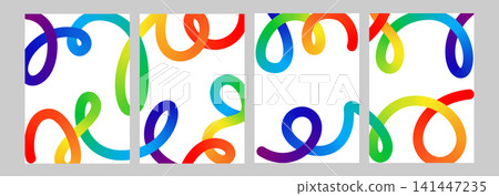 Abstract line shape color gradient bg. 3d graphic pattern fluid wave vector. Liquid spiral swirl, dynamic curved confetti ribbon. Fun vibrant flow, twist rainbow carnival blend. Bright trendy splash Abstract line shape color gradient bg. 3d graphic pattern fluid wave vector. Liquid spiral swirl, dynamic curved confetti ribbon. Fun vibrant flow, twist rainbow carnival blend. Bright trendy splash 141447235