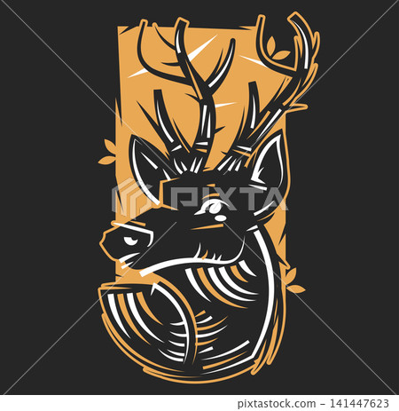 Deer head Design Element in Vintage Style for Logotype, Label, Badge, T-shirts and other design. Retro Deer head Design Element in Vintage Style for Logotype, Label, Badge, T-shirts and other design. Retro 141447623