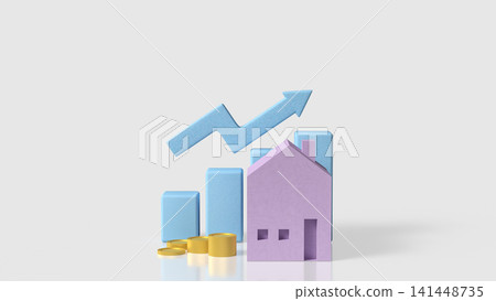Real Estate Growth and Home Investment Success Concept 3d render. 141448735