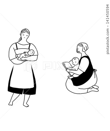 兩個女人照顧孩子 兩個女人照顧孩子 141450594
