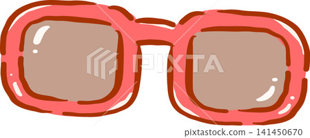 Retro Red Square Sunglasses Hand Drawn Whimsical Illustration Retro Red Square Sunglasses Hand Drawn Whimsical Illustration 141450670