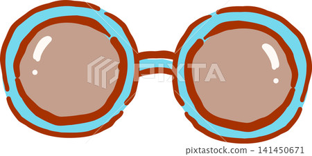 Retro Blue Round Sunglasses Hand Drawn Whimsical Illustration Retro Blue Round Sunglasses Hand Drawn Whimsical Illustration 141450671