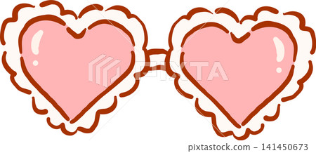 Retro Pink Heart Shaped Sunglasses Hand Drawn Whimsical Illustration Retro Pink Heart Shaped Sunglasses Hand Drawn Whimsical Illustration 141450673