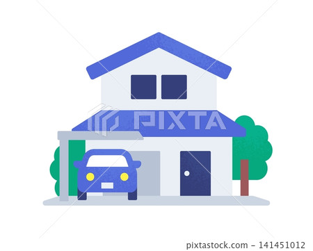 House icon illustration representing a detached house with a parking space. House icon illustration representing a detached house with a parking space. 141451012