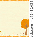 Vertical background illustration of an autumn forest and fallen leaves 141451033