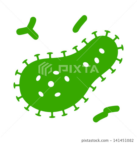 A vector illustration of bacteria, microorganisms, and germs depicted in green on a white background with a flat design. A vector illustration of bacteria, microorganisms, and germs depicted in green on a white background with a flat design. 141451082
