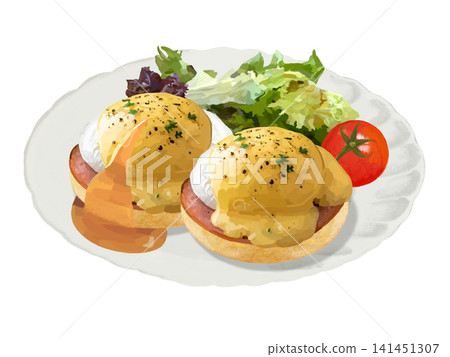 Eggs Benedict (2 eggs) with salad Eggs Benedict (2 eggs) with salad 141451307