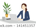 A woman doing desk work on a computer 141451357