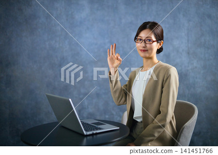 Business woman using a personal computer Business woman using a personal computer 141451766