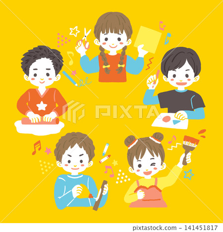Illustrations of children enjoying crafts Illustrations of children enjoying crafts 141451817