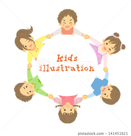 Illustration of children holding hands 141451821