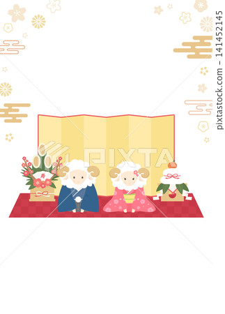 羊年_新年卡片設計(無文字)_綿羊迎接新年 1_直版 羊年_新年卡片設計(無文字)_綿羊迎接新年 1_直版 141452145