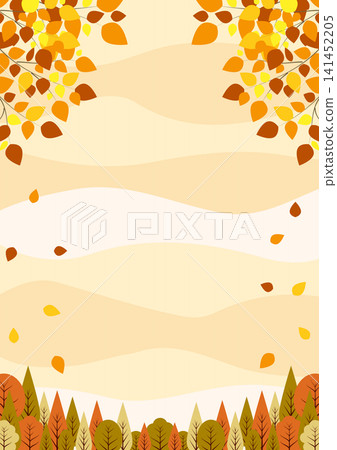 秋季森林背景,秋葉,可愛,插畫,直式版 秋季森林背景,秋葉,可愛,插畫,直式版 141452205