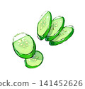 黃瓜 / 切片 / 薄片 / 夏季蔬菜 / 夏季 / 蔬菜插圖 / 插圖素材 / PNG 素材 141452626