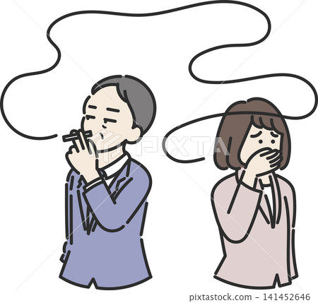 An illustration depicting passive smoking. An illustration depicting passive smoking. 141452646