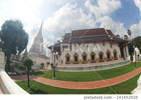The white pagoda and the ordination hall of Wat Suwan Dara Ram Ratchaworawihanan ancient templeare distinguished by their magnificent and highly valuable murals in Thailand. The white pagoda and the ordination hall of Wat Suwan Dara Ram Ratchaworawihanan ancient templeare distinguished by their magnificent and highly valuable murals in Thailand. 141452910