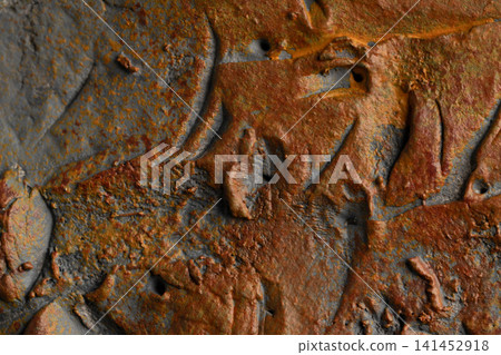 The aging process of red rust spreading across a gray wall. The aging process of red rust spreading across a gray wall. 141452918