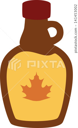Autumn Maple Syrup Bottle Flat Illustration Isolated Fall Harvest Food Icon 141453002