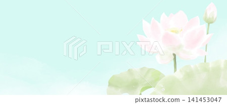 一幅橫向背景插圖,描繪了淡雅的水彩風格蓮花。 一幅橫向背景插圖,描繪了淡雅的水彩風格蓮花。 141453047