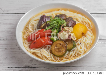 Somen noodles with summer vegetables Somen noodles with summer vegetables 141453389