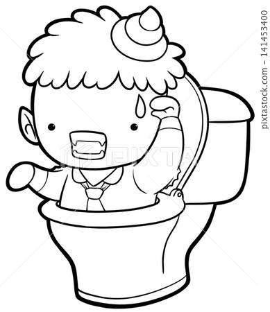 Funny vampire in toilet coloring page, cute halloween monster line art Funny vampire in toilet coloring page, cute halloween monster line art 141453400