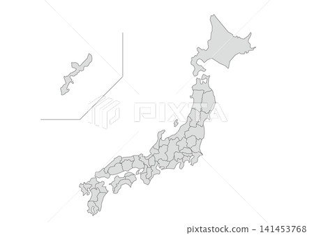 Gray prefecture map illustration material Gray prefecture map illustration material 141453768
