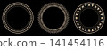Set of decorative gold round frames for design with Greek key meander.  Egyptian, Assyrian, Greek motif circular frame. Template for textile, engraving, plate,  forging, embroidery, mirrors, photo 141454116
