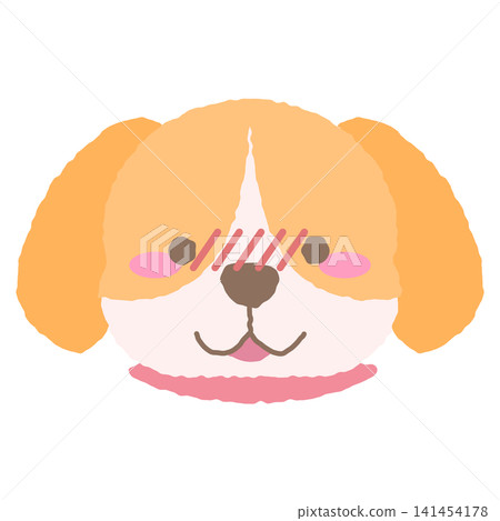 A hand-drawn style illustration of a blushing beagle-like dog's facial expression. A hand-drawn style illustration of a blushing beagle-like dog's facial expression. 141454178