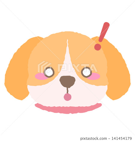 一隻表情驚訝的、類似比格犬的狗的面部表情圖標,手繪風格插圖。 一隻表情驚訝的、類似比格犬的狗的面部表情圖標,手繪風格插圖。 141454179