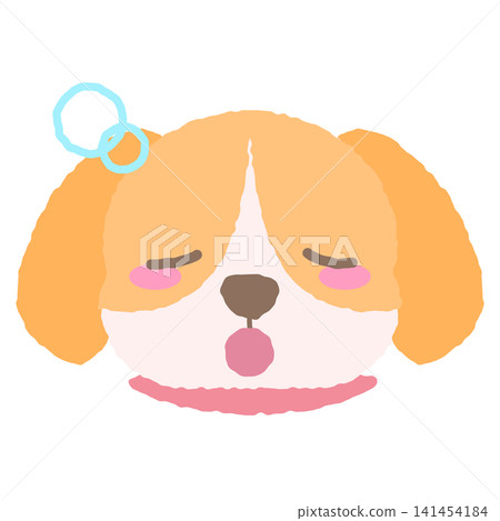 一隻看起來很困倦的比格犬的面部表情圖標,手繪風格插圖。 一隻看起來很困倦的比格犬的面部表情圖標,手繪風格插圖。 141454184