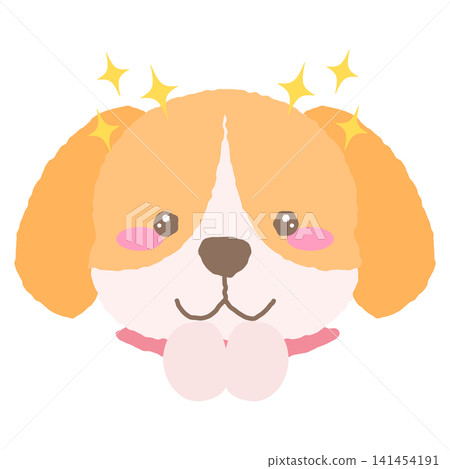 類似比格犬的狗狗表情圖標,閃亮的手繪風格插圖。 類似比格犬的狗狗表情圖標,閃亮的手繪風格插圖。 141454191