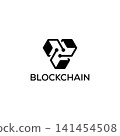 Blockchain Technology Icon and Logo with Connected Circuit Blocks 141454508