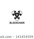 Blockchain Icon and Logo with Modular Hexagon Network Structure 141454509