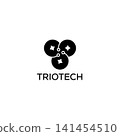 Abstract Technology Icon and Logo with Connected Nodes and Circular Network 141454510