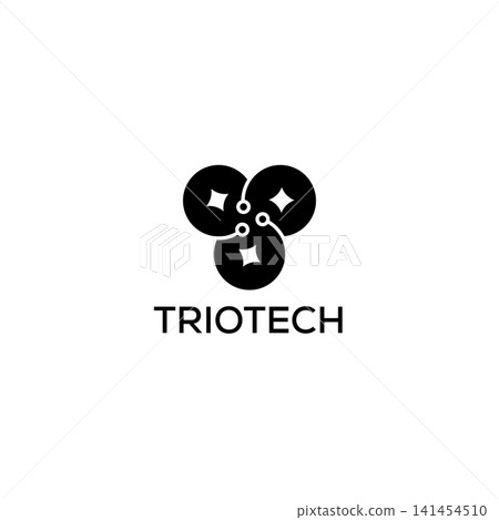 Abstract Technology Icon and Logo with Connected Nodes and Circular Network Abstract Technology Icon and Logo with Connected Nodes and Circular Network 141454510