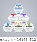 Hexagonal Infographic Banner Template with Six Connected Sections 141454512