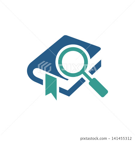 Book and Magnifying Glass Icon Vector Logo Template Illustration Design 141455312