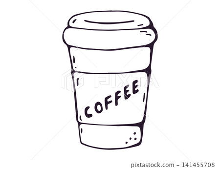 Coffee To Go Cup with Lid Hand Drawn Doodle Clipart Coffee To Go Cup with Lid Hand Drawn Doodle Clipart 141455708