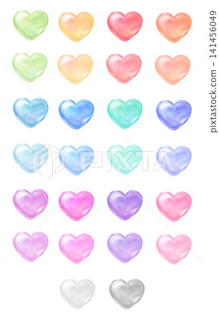 A set of colorful design elements featuring transparent, sticker-like heart shapes. A set of colorful design elements featuring transparent, sticker-like heart shapes. 141456049
