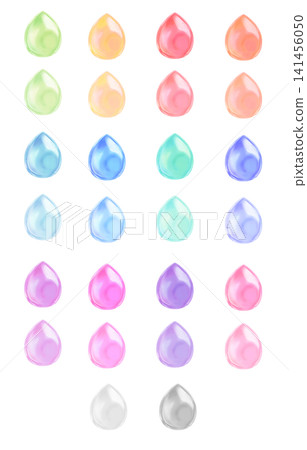 A set of colorful design elements featuring transparent, sticker-like teardrop shapes. A set of colorful design elements featuring transparent, sticker-like teardrop shapes. 141456050