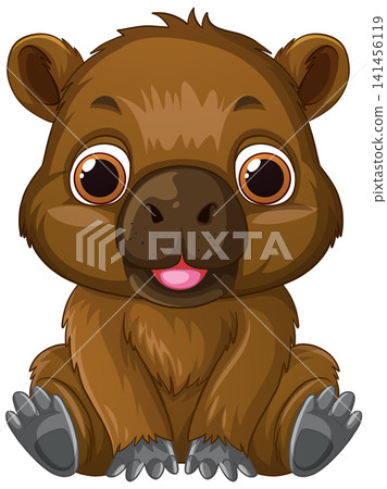 Cute Cartoon Wombat Illustration Isolated on White Background 141456119
