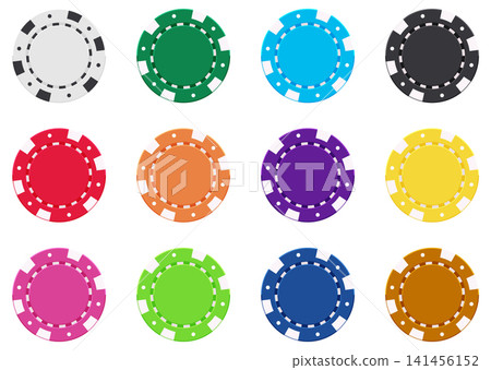 Colorful Poker Chips Vector Illustration Set for Casino Gambling Colorful Poker Chips Vector Illustration Set for Casino Gambling 141456152