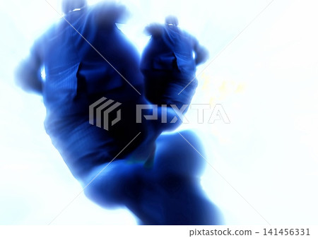 A 3D illustration background featuring the silhouettes of two businessmen running at high speed, with a sense of speed and motion blur. A 3D illustration background featuring the silhouettes of two businessmen running at high speed, with a sense of speed and motion blur. 141456331