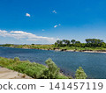 Erosioned rocks in the middle reaches of the Kiso River 141457119