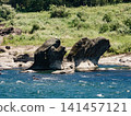 Erosioned rocks in the middle reaches of the Kiso River 141457121