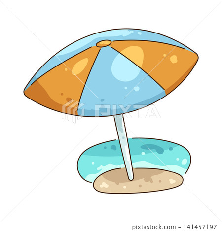 Illustration of beach umbrella 141457197