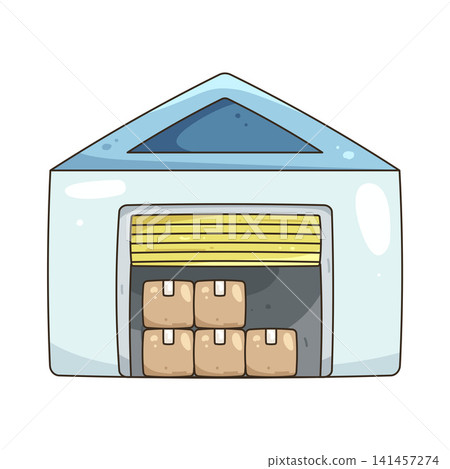 Illustration of warehouse with cardboard boxes Illustration of warehouse with cardboard boxes 141457274