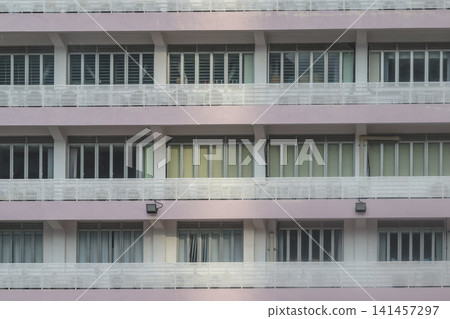 Hong Kong. July 19 2026 Lion Rock peak framed between highrise apartment buildings. Hong Kong. July 19 2026 Lion Rock peak framed between highrise apartment buildings. 141457297