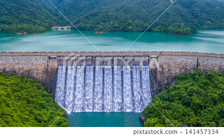 Hong Kong, July 18 2026 view of overflowing Tai Tam Tuk Dam Spillway Hong Kong, July 18 2026 view of overflowing Tai Tam Tuk Dam Spillway 141457334